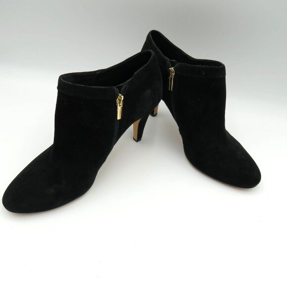 Vince Camuto Boots Sz 10 Black Suede Tassel Zip Ankle Booties Stiletto 3.5" Heel - Picture 6 of 12